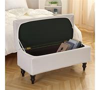 Highdi Stretch Ottoman Cover Rectangle, Soft Elastic Ottoman Slipcover Folding Ottoman Storage Bench Covers Washable Footstool Protector Covers (L,White)