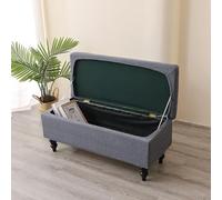 Highdi Stretch Ottoman Cover Rectangle, Soft Elastic Ottoman Slipcover Folding Ottoman Storage Bench Covers Washable Footstool Protector Covers for Living Room (160T Dark Gray,S)