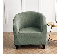 Highdi Stretch Tub Chair Cover, Luxurious Floral Jacquard Armchair Slipcover, Universal Dust Proof Removable Washable Club Sofa Cover, Decoration for Living Room, Dining Room, Cafe (Green)