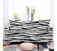 Highdi Stripe Slipcover Sofa Cover 1 2 3 4 Seat, Printed Stretch Elastic Fabric Washable Armchair Couch Cover Protector Cover Decor for Leather Sofas Loveseat (Zebra Pattern,3 seater)