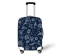 Highdi Suitcase Cover, Fashion Airplane Print Elastic Suitcase Covers, Washable Anti-Scratch Travel Packing Cubes, Polyester Luggage Cover, Quick Fix for 18-32 Inch Luggage (Blue,M(22-24inch))