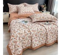 Highdi Summer Floral Print Reversible Bed Throws Quilted Bedspreads,Lightweight Patchwork Quilt Comforter Single Double,Cotton Throw Summer Quilt,Quilted Blanket All Seasons (Daisy,180x200cm)
