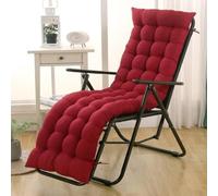 Highdi Sun Lounger Cushion Only, Garden Sunlounger Cushion Replacement, Solid Color Soft Thick Rocking Chair Pad with Ties for Sunbed, Garden Patio Lounge, Outdoor Reclining (Burgundy,48x155cm)
