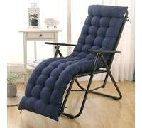 Highdi Sun Lounger Cushion Only, Garden Sunlounger Cushion Replacement, Solid Color Soft Thick Rocking Chair Pad with Ties for Sunbed, Garden Patio Lounge, Outdoor Reclining (Navy blue,48x120cm)