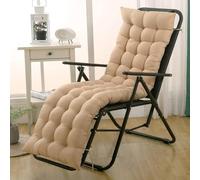 Highdi Sun Lounger Cushion Only, Garden Sunlounger Cushion Replacement, Solid Color Soft Thick Rocking Chair Pad with Ties for Sunbed, Garden Patio Lounge, Outdoor Reclining (Beige,48x170cm)