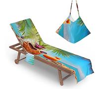 Highdi Sun Lounger Towels with Pockets, 3D Beach Sunbed Towels, Beach Chair Cover Towel, Chaise Lounge Towel Cover, Lounger Mate Beach Towel for Garden Pool (75x210cm,Pineapple)
