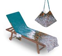 Highdi Sun Lounger Towels with Pockets, 3D Beach Sunbed Towels, Beach Chair Cover Towel, Chaise Lounge Towel Cover, Lounger Mate Beach Towel for Garden Pool (75x210cm,Tide)