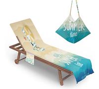 Highdi Sun Lounger Towels with Pockets, 3D Beach Sunbed Towels, Beach Chair Cover Towel, Chaise Lounge Towel Cover, Lounger Mate Beach Towel for Garden Pool (75x210cm,Summer Time)