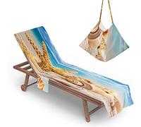 Highdi Sun Lounger Towels with Pockets, 3D Beach Sunbed Towels, Beach Chair Cover Towel, Chaise Lounge Towel Cover, Lounger Mate Beach Towel for Garden Pool (75x210cm,Starfish)