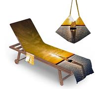 Highdi Sun Lounger Towels with Pockets, 3D Beach Sunbed Towels, Beach Chair Cover Towel, Chaise Lounge Towel Cover, Lounger Mate Beach Towel for Garden Pool (75x210cm,Sailboat)