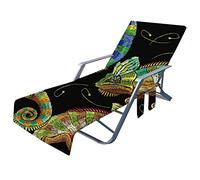 Highdi Sun Lounger Towels with Pockets, Beach Sunbed Towels, Beach Chair Cover Towel, Chaise Lounge Towel Cover, Lounger Mate Beach Towel for Garden Pool (75x210cm,Chameleon)