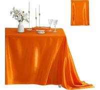 Highdi Table Cloth Party, Satin Glossy Tablecloth Washable Sateen Rectangula Table Cloth Protector for Party Wedding Hotels Banquet Celebration (60 * 120 inch,Orange)