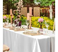 Highdi Table Cloth Party, Satin Glossy Tablecloth Washable Sateen Rectangula Table Cloth Protector for Wedding Hotels Banquet Party Celebration (Solid/White,145cm*180cm)