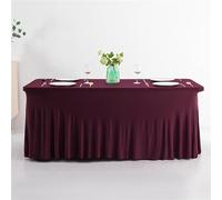 Highdi Table Skirt for Rectangle, Spandex Stretch Tablecloth with Skirt Hotel Banquets Table Cloth Table Covers for Birthday Party Wedding Meeting Bar Table Decor (6FT(183*76*76cm),46#Dark Burgundy)
