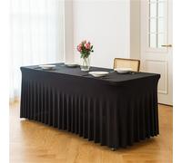 Highdi Table Skirt for Rectangle, Spandex Stretch Tablecloth with Skirt Hotel Banquets Table Cloth Table Covers for Birthday Party Wedding Meeting Bar Table Decor (4FT,Black)