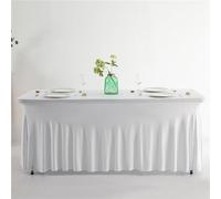 Highdi Table Skirt for Rectangle, Spandex Stretch Tablecloth with Skirt Hotel Banquets Table Cloth Table Covers for Birthday Party Wedding Meeting Bar Table Decor (6FT(183 * 76 * 76cm),30#White)