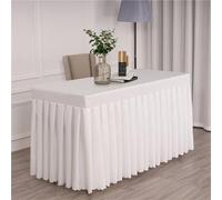 Highdi Table Skirt for Rectangle, Tablecloth with Skirt Polyester Hotel Banquets Table Cloth Table Covers for Party Birthday Wedding Meeting Bar Table Decor (120 * 45 * 75cm,White)