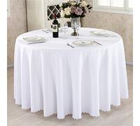 Highdi Tablecloth for Round Table, Hotel Banquet Table Cloth Dining Room Polyester Tablecloth Washable Garden Tablecloth for Indoor or Outdoor Birthday Wedding Party (160cm,White)