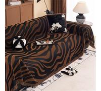 Highdi Throw for Sofa Large, Soft Blanket Decorative Throw with Fringe, 1 2 3 4 Seater Sofa Patchwork Quilts, Tiger print Travel Nap Blanket for Chair Couch Bed, Armchair (Brown,180x260cm)