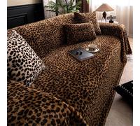 Highdi Throw for Sofa Large, Soft Plush Blanket Decorative Throw, 1 2 3 4 Seater Sofa Quilts, Leopard print Reversible Travel Nap Blanket for Chair Couch Bed, Armchair (Brown,180x340cm)