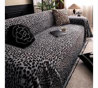 Highdi Throw for Sofa Large, Soft Plush Blanket Decorative Throw, 1 2 3 4 Seater Sofa Quilts, Leopard print Reversible Travel Nap Blanket for Chair Couch Bed, Armchair (Dark Gray,180x420cm)
