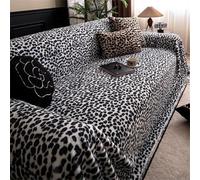 Highdi Throw for Sofa Large, Soft Plush Blanket Decorative Throw, 1 2 3 4 Seater Sofa Quilts, Leopard print Reversible Travel Nap Blanket for Chair Couch Bed, Armchair (Gray,180x180cm)