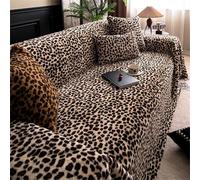 Highdi Throw for Sofa Large, Soft Plush Blanket Decorative Throw, 1 2 3 4 Seater Sofa Quilts, Leopard print Reversible Travel Nap Blanket for Chair Couch Bed, Armchair (Beige,180x420cm)