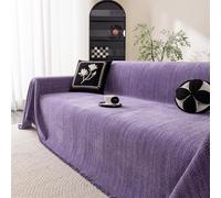 Highdi Throw for Sofa Large, Solid color Soft Blanket Decorative Throw with Fringe, 1 2 3 4 Seater Sofa Patchwork Quilts, Travel Nap Blanket for Chair Couch Bed and Armchair (Purple,180x260cm)