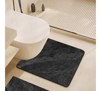 Highdi Toilet Mat U Shape, Marble Stone Grain Absorbent Quick Dry Non Slip U Shaped Toilet Floor Mat Diatomite Bath WC Rug Washable Easy to Clean for Bedroom (Black Marble,50x60cm)