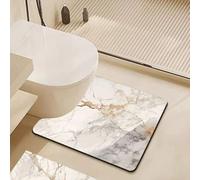 Highdi Toilet Mat U Shape, Marble Stone Grain Absorbent Quick Dry Non Slip U Shaped Toilet Floor Mat Diatomite Bath WC Rug Washable Easy to Clean for Bedroom (Marble 1,50x60cm)