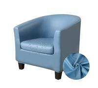 Highdi Tub Chair Cover 2 Piece Leather Water Proof Armchair Slipcovers with Seat Cover, Stretch Washable Outdoor Club Bar Office Reception Sofa Covers Furniture Protector (Blue)
