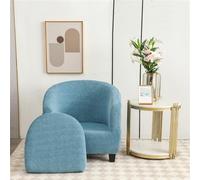 Highdi Tub Chair Cover 2 Piece Stretch Soft Chenille Armchair Slipcovers with Seat Cover, Anti-slip Washable Armchair Cover Modern Furniture Protector for Club Bar Office (Blue)