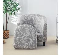 Highdi Tub Chair Covers Armchair Slipcovers 2 Piece Set with Cushion Cover, Modern Printed Stretch Soft Washable Bucket Chair Furniture Protector for Club Bar Office Reception (Gray)