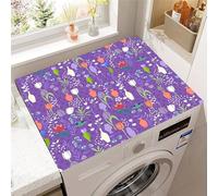 Highdi Tulip Floral Print Washer and Dryer Top Protector,Washer and Dryer Top Mat Absorbent Quick Dry Silicone Mat,Anti Slip Dust Proof Washing Machine Pad for Laundry Room (Purple,50x50cm)