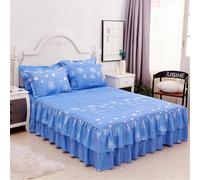 Highdi Valance Fitted Sheet Elegant Flower Soft Elastic Bed Skirt Extra Deep Frilled Wrap Around Bedding Sheets for Single Double King Size Bed -Easy Care Frill 45 cm (Dandelion,150x200cm)