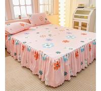 Highdi Valance Fitted Sheet Flower Print, Soft Elastic Plaid Bed Skirt Extra Deep Frilled Wrap Around Bedding Sheets for Single Double King Size Bed -Easy Care Frill 45 cm (200x220cm,Flowers)