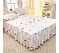 Highdi Valance Fitted Sheet Flower Printed, Soft Elastic Plaid Bed Skirt Extra Deep Frilled Wrap Around Bedding Sheets for Single Double King Size Bed -Easy Care Frill 45 cm (Hearts,120x200cm)
