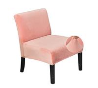 Highdi Velvet Armless Chair Slipcovers Accent Chair Covers, Solid Color Stretch Removable Washable Slipper Chair Cover Modern Furniture Protector for Living Room Hotel Bedroom Luxury (Pink)