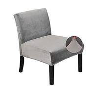 Highdi Velvet Armless Chair Slipcovers Accent Chair Covers, Solid Color Stretch Removable Washable Slipper Chair Cover Modern Furniture Protector for Living Room Hotel Bedroom Luxury (Grey)