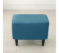 Highdi Velvet Wingback Chair Covers 2 Piece with Ottoman Cover,Stretch Wing Chair Slipcover,Washable Sofa Cover Furniture Protector for Bedroom Hotel (55-65cm (Ottoman Cover),peacock blue)