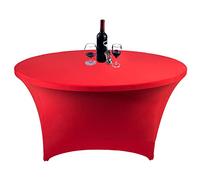 Highdi Washable Cocktail Round Tablecloth, Spandex Poseur Table Stretch Stretchable Table Cover for Wedding, Birthday Parties, Party, Home & Event Decoration (5FT,Big red)