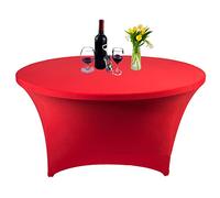 Highdi Washable Cocktail Round Tablecloth, Spandex Poseur Table Stretch Stretchable Table Cover for Wedding, Party, Birthday Parties, Home & Event Decoration (3FT,Big red)