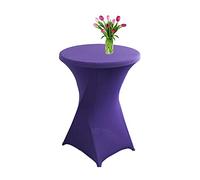 Highdi Washable Cocktail Tablecloth, Spandex Poseur Table Stretch Stretchable Table Cover for Wedding, Party, Birthday Parties, Home & Event Decoration (dark purple,80x110cm)