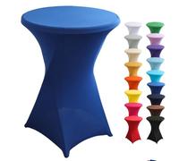 Highdi Washable Cocktail Tablecloth, Spandex Poseur Table Stretch Stretchable Table Cover for Wedding, Party, Birthday Parties, Home & Event Decoration (Royal blue,80x110cm)