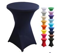 Highdi Washable Cocktail Tablecloth, Spandex Poseur Table Stretch Stretchable Table Cover for Wedding, Party, Birthday Parties, Home & Event Decoration (navy blue,80x110cm)