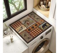 Highdi Washer and Dryer Top Protector, Animal Puzzles Washer and Dryer Top Mat Absorbent Quick Dry, Non-Slip Rubber Proof Washing Machine Mat for Laundry Room Home Kitchen (Brown 2,40x40cm)