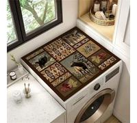 Highdi Washer and Dryer Top Protector, Animal Puzzles Washer and Dryer Top Mat Absorbent Quick Dry, Non-Slip Rubber Proof Washing Machine Mat for Laundry Room Home Kitchen (Brown 9,40x50cm)