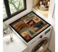 Highdi Washer and Dryer Top Protector, Animal Puzzles Washer and Dryer Top Mat Absorbent Quick Dry, Non-Slip Rubber Proof Washing Machine Mat for Laundry Room Home Kitchen (Brown 1,40x50cm)