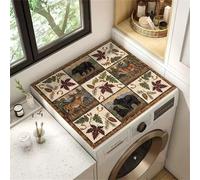 Highdi Washer and Dryer Top Protector, Animal Puzzles Washer and Dryer Top Mat Absorbent Quick Dry, Non-Slip Rubber Proof Washing Machine Mat for Laundry Room Home Kitchen (Brown 4,40x50cm)