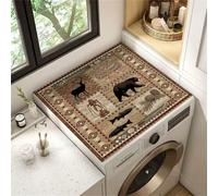 Highdi Washer and Dryer Top Protector, Animal Puzzles Washer and Dryer Top Mat Absorbent Quick Dry, Non-Slip Rubber Proof Washing Machine Mat for Laundry Room Home Kitchen (Brown 7,40x40cm)